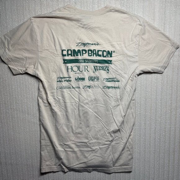 Vintage Style Camp Bacon T-Shirt Zingerman's 9th Annual Beige Green‎ Size S - Picture 3 of 5